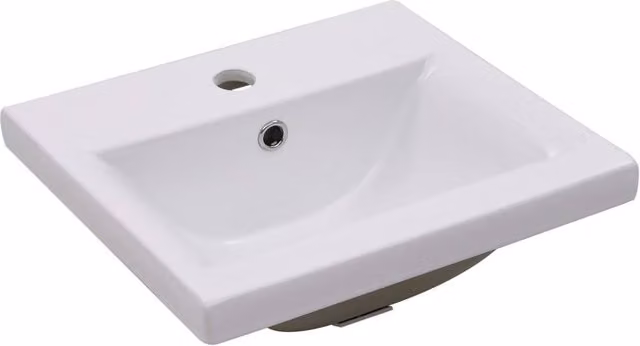 Berkfield Home Rectangular Built-in Ceramic Basin with Overflow, White, W: 42 cm, D: 39 cm, H: 18 cm