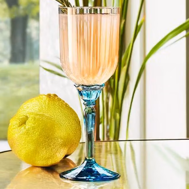Bormioli Rocco Florian Blue Striped Cocktail Glasses, 245 ml, Set of 12