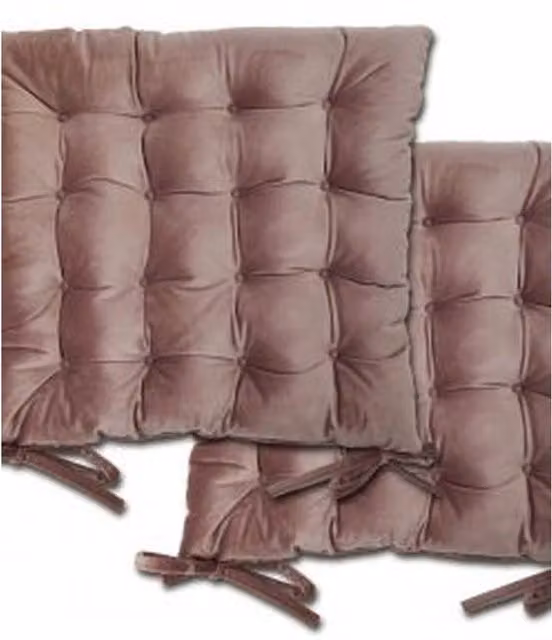 NewEdgeBlinds Pink Plush Velvet Square Seat Pad Pair