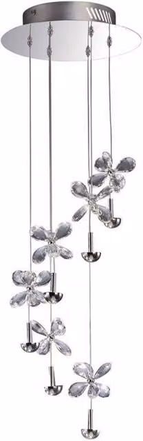 Netlighting Aviva 6 Light LED Ceiling Cluster Pendant in Chrome and Grey Crystal