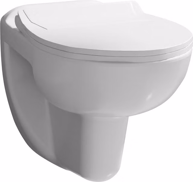 Balterley Adley Wall Hung Rimless Ceramic Toilet Pan with Soft Close Seat, White, W: 53.5 cm