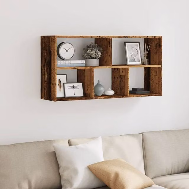 Berkfield Home Durable Wall Mounted Shelf in Old Wood Brown, W/D/H: 100 x 25 x 50 cm