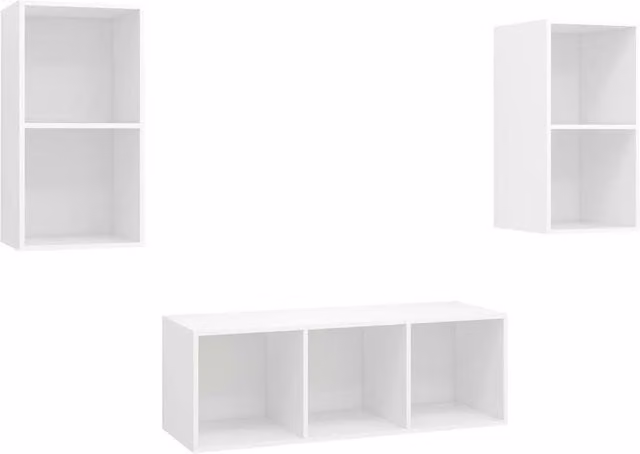 Berkfield Home 3 Piece Minimalist White Matt TV Cabinet Set in Engineered Wood