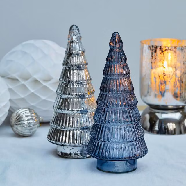 Ivyline Juniper Blue Glass Tree, H31 x D14 cm