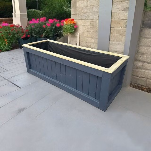 Buttercup Farm Wooden Raised Garden Planter in Blue, Black, Gold or Grey, W: 120 cm, D: 40 cm, H: 40 cm