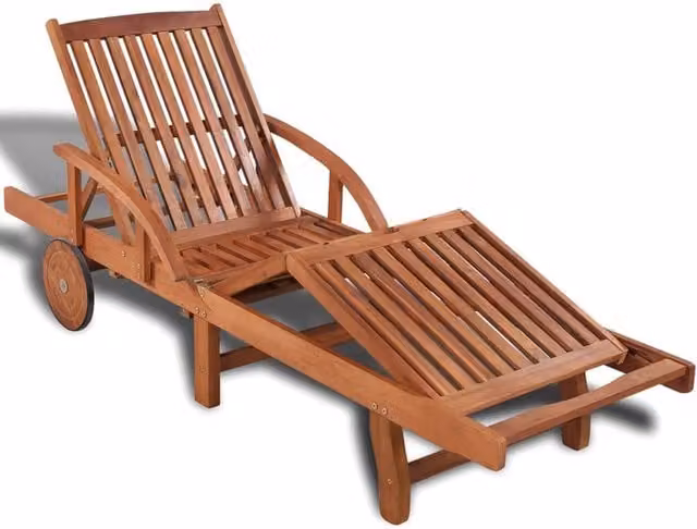 Berkfield Home Brown Acacia Wood Sun Lounger with Adjustable Headrest and Side Tray