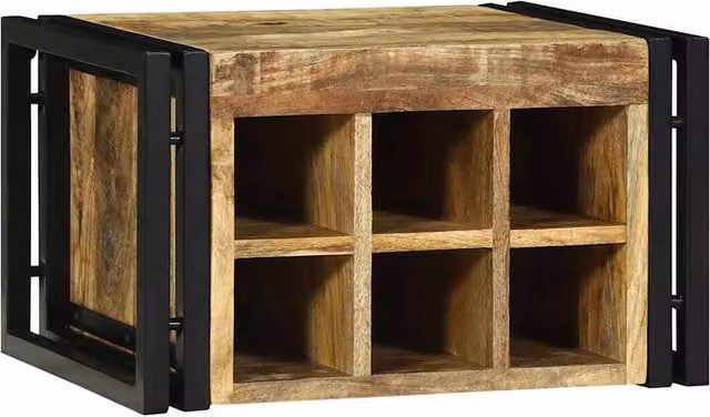 Berkfield Home Rustic Mango Wood Wine Rack, Brown, W: 46 cm, D: 35 cm, H: 27.5 cm