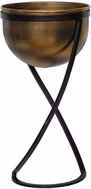 Lemon Pavilion Kensington Round Indoor Planter on Stand in Bronze and Gold, W: 14 cm, D: 14 cm, H: 42 cm