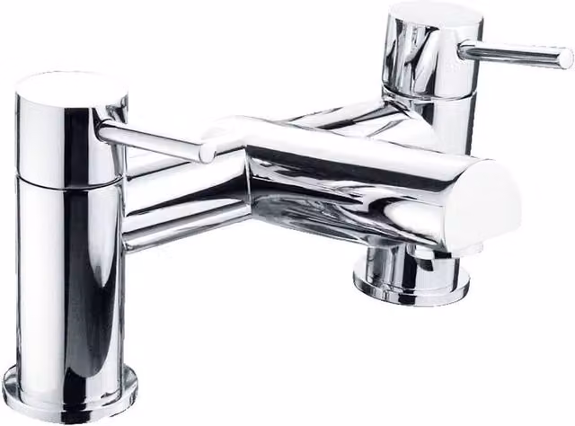 Balterley Contemporary Minimalist Round Deck Mounted Bath Filler Tap, Chrome Silver