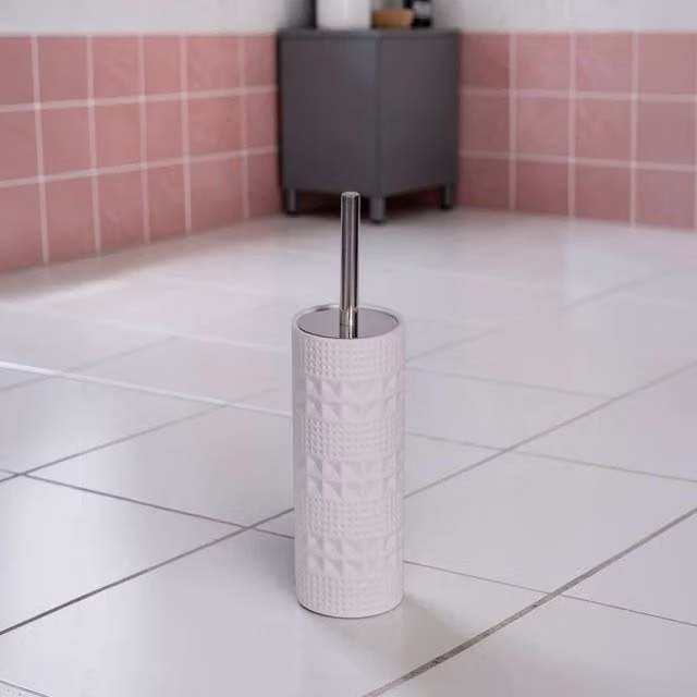 Showerdrape Maison Freestanding Toilet Brush with Brush in Green or White Shimmer