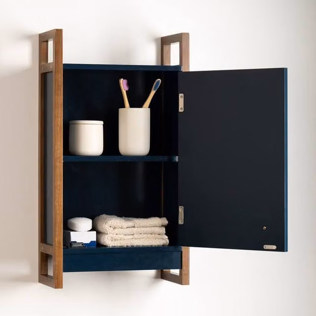 Scottish Everlastings Ltd Modern Blue Wall Unit with Hinged Doors and Internal Shelves