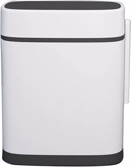 KORVIXA White Narrow Freestanding Plastic Bathroom Gap Trash Can with Brush and Cover