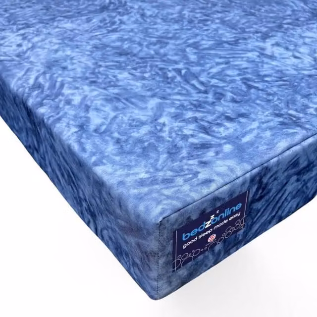 Bedzonline Waterproof Memory Foam Mattress with Viscoelastic Support in Blue, W: 137 cm, H: 15 cm