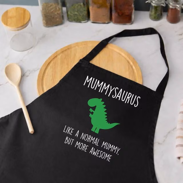 60 Second Makeover Mummysaurus Women's Cotton Apron in Black