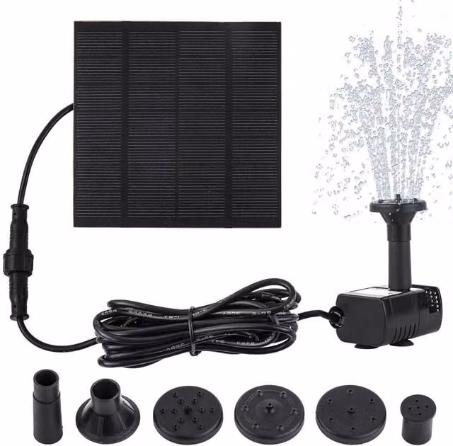 SPETLEK Solar Panel Powered Water Feature Pump in Black