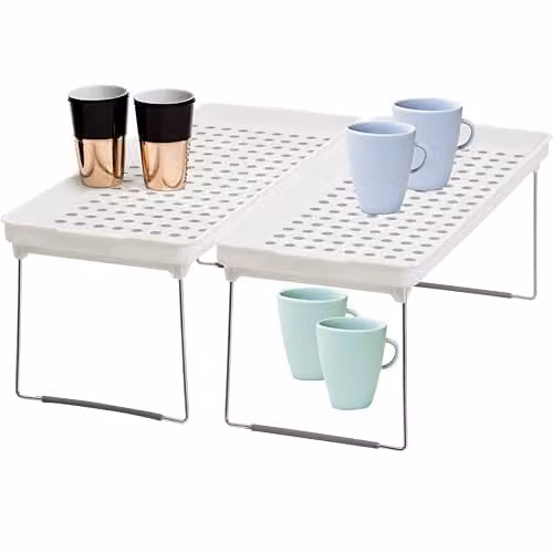 Orsina Adjustable White and Grey Plastic Kitchen Shelf Inserts