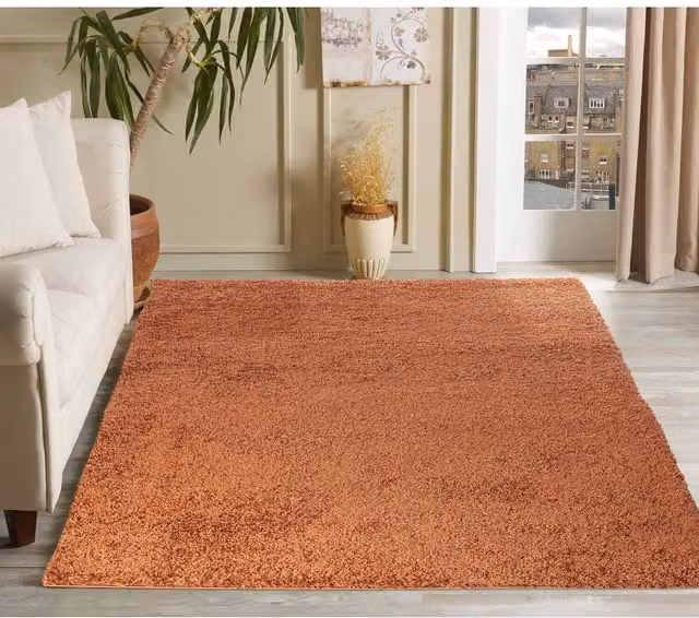 Desire Rugs Plain Fluffy Shaggy Area Rug for Living Room or Bedroom, Orange, W: 200 cm, L: 290 cm