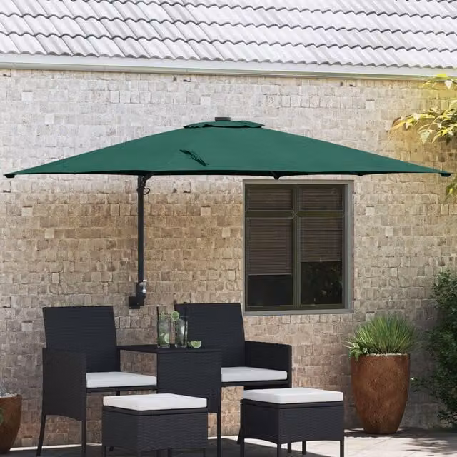 Berkfield Home Collapsible Green Polyester Patio Umbrella W/D/H: 300 x 300 x 250 cm