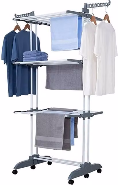 Homefront Lightweight and Foldable Metal Clothes Airer Dryer in Silver