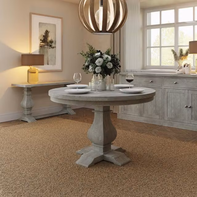 FWStyle Round Solid Pine Limewashed Dining Table, Diameter: 120 cm