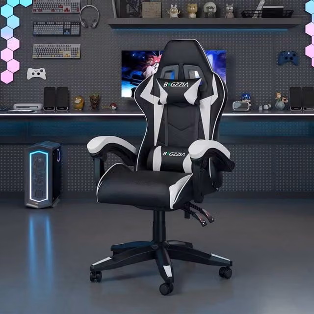 Gartistgo Ergonomic Gaming Chair in Black with Synthetic Leather and Metal Frame