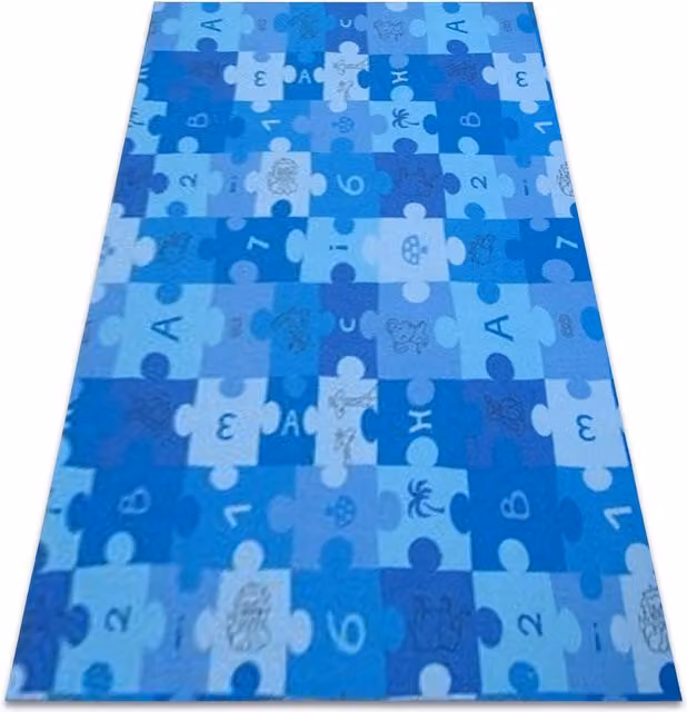 RugsX Blue Patchwork Puzzle Rug, W: 150 cm, D: 100 cm