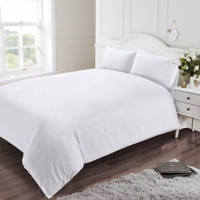 Rapport Home 400 Thread Count Plain White Cotton Flat Sheet, W: 180 cm, L: 200 cm