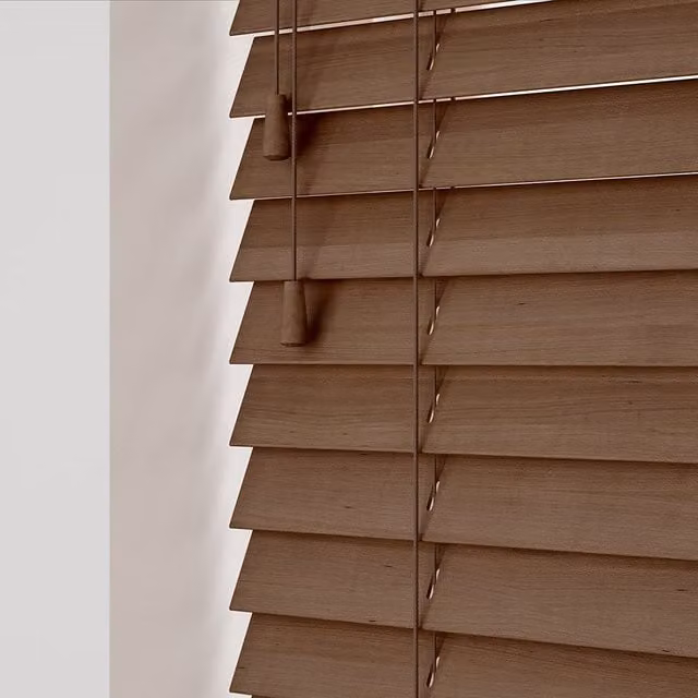 NewEdgeBlinds Wooden Venetian Blinds with Cord in Chestnut Oak, Width: 225 cm