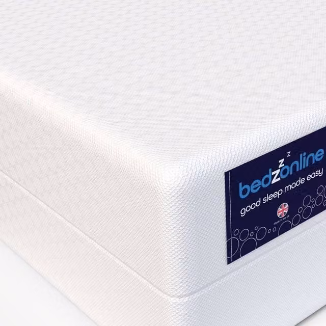 Bedzonline Waterproof Memory Foam Mattress with Temperature Regulation, White or Blue, W/D/H: 140 x 200 x 12.7 cm