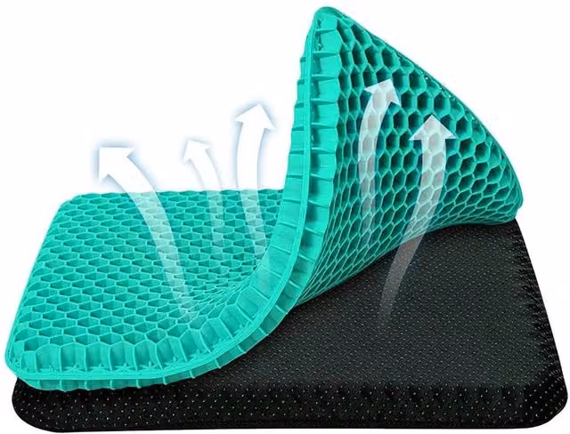 KORVIXA Orthopaedic Ergonomic Gel Seat Cushion in Green, W/D: 100 x 100 cm