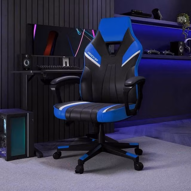 X Rocker Tempest Ergonomic Blue Synthetic Leather Gaming Chair with Armrests
