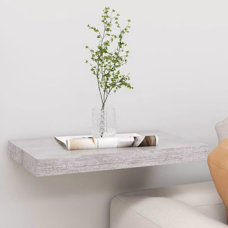 Berkfield Home Floating Wall Shelf in Concrete Grey, W: 50 cm, D: 23 cm, H: 3.8 cm