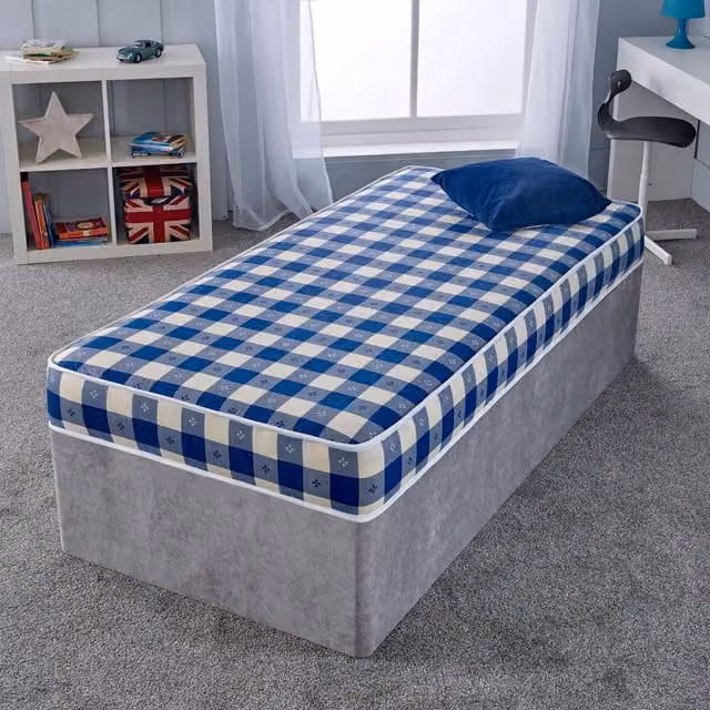 eXtreme Comfort Ltd Blue Check Lux Budget Junior Kids Mattress with Bonnell Spring and Soft Fabric