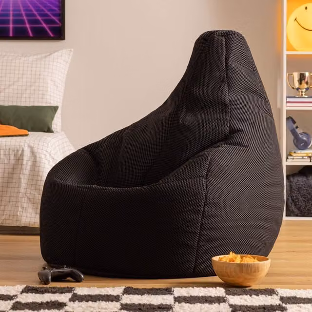 icon Mesh Gaming Bean Bag Chair in Black