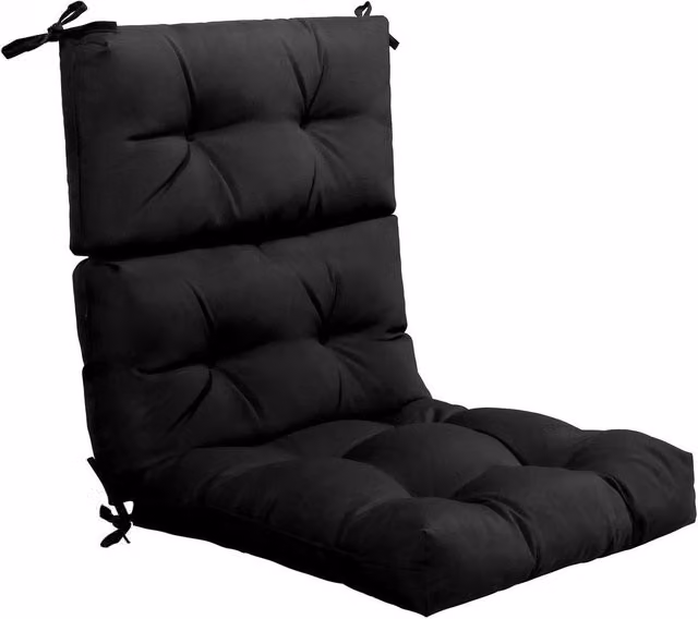 Havendro Thick Sponge High Back Patio Chair Cushions with Tie Straps in Black