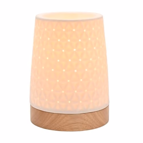 Widdop and Co. White Star Aromatherapy Tabletop Lamp in Ceramic and Wood