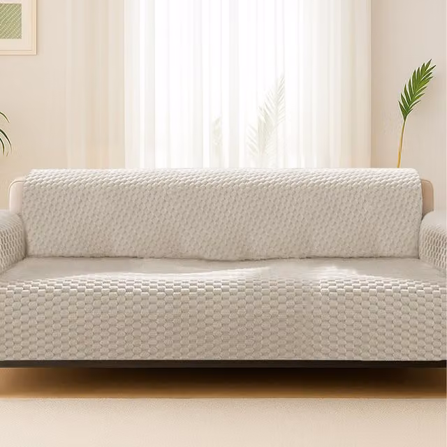 Home Republic Luxury Chunky Popcorn Thermal Sofa Protector in Beige, Width: 172 cm