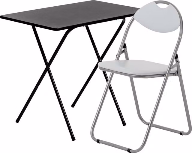 Harbour Housewares White Wooden Folding Desk and Chair Set