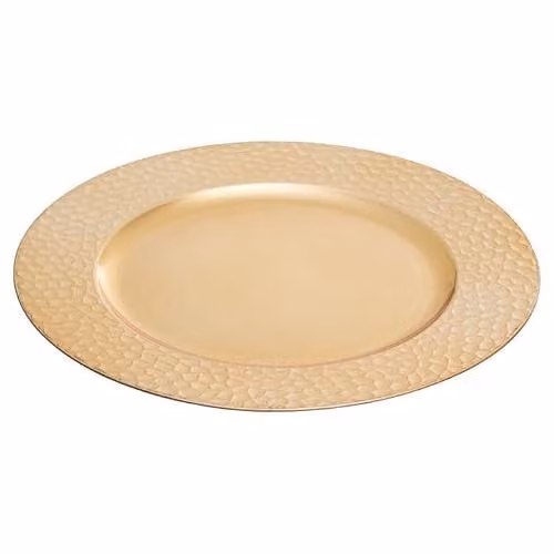 Orsina Gold Minimalist Hammered Rim Melamine Dinner Plate, W: 33 cm, D: 33 cm, H: 0.3 cm