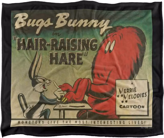Warner Bros. Looney Tunes Bugs Bunny Hairraising Hare Super Soft Silky Touch Multicolour Polyester Throw for Adults, Extra Large