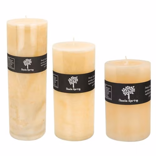 Nicola Spring Beige Round Pillar Candles, Pack of 3