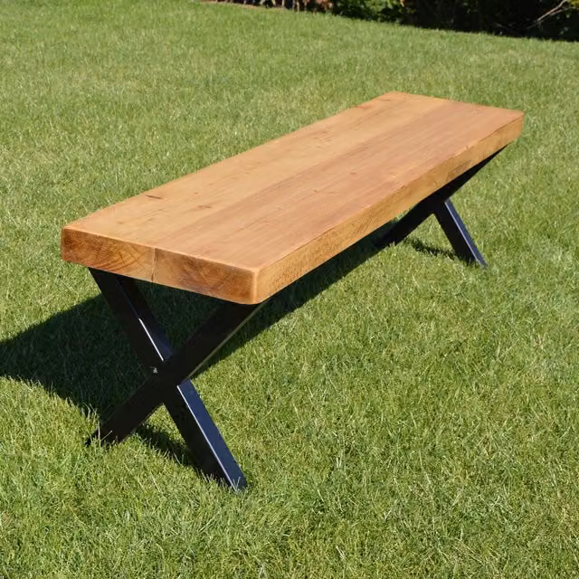 TRL Handmade Furniture Brown Treated Hardwood Industrial Garden Bench
