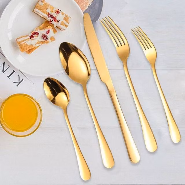 SPETLEK 30-Piece Gold Coated Stainless Steel Cutlery Dinner Set