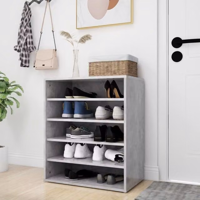 Berkfield Home Grey Wall Mounted Shoe Cabinet with Internal Shelves, W/D/H: 60 x 35 x 70 cm