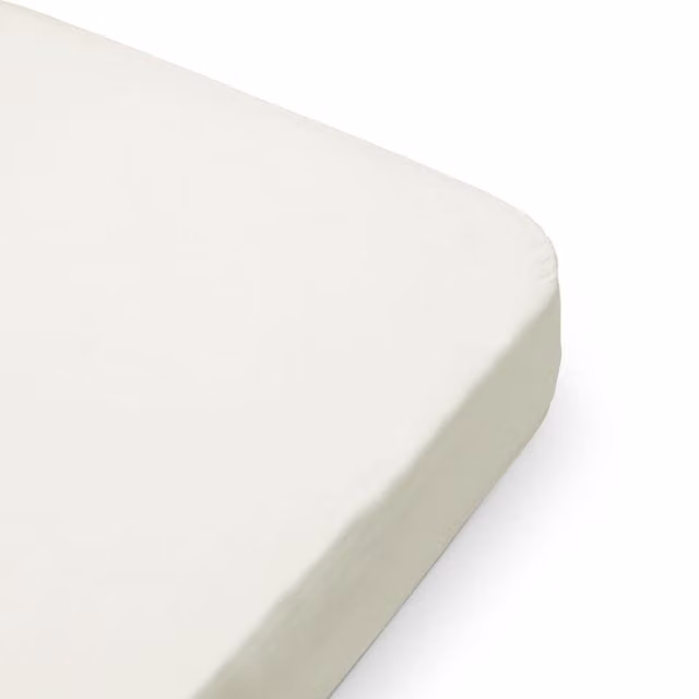 Dear April Idun Camp Bed Fitted Sheet in Pure Nature Beige Cotton Percale, W: 90 cm, L: 180 cm