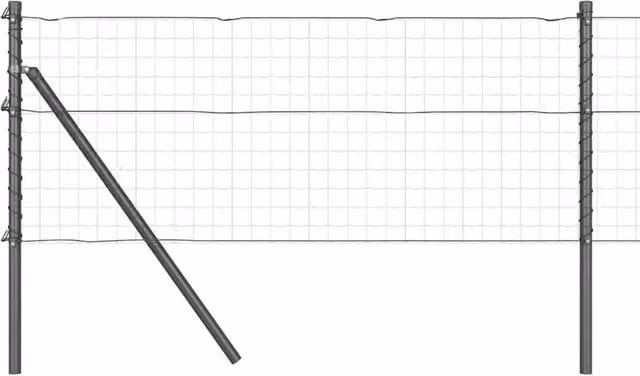 Berkfield Home 52-piece Grey Galvanised Steel Round Fence Posts, Diameter: 3.2 cm, Height: 100 cm