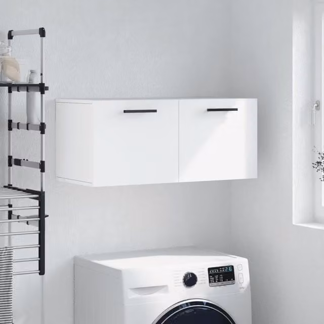 Berkfield Home White Wall Mounted Cabinet W/D/H: 80 x 36.5 x 35 cm
