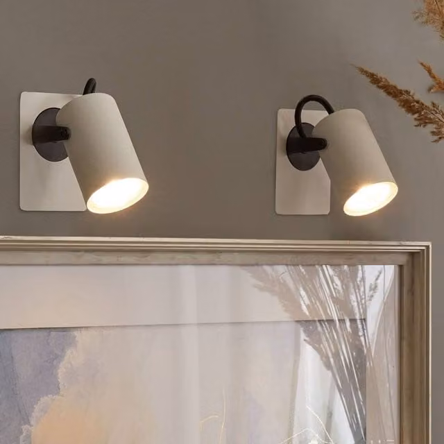 Wyld and Coco Set of 2 White Metal Adjustable Arm Wall Lamps