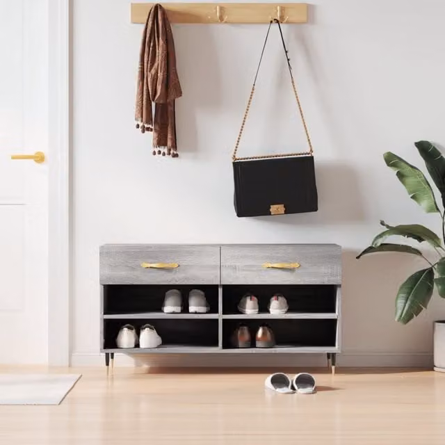 Berkfield Home Grey Sonoma Shoe Bench W/D/H: 102 x 35 x 55 cm