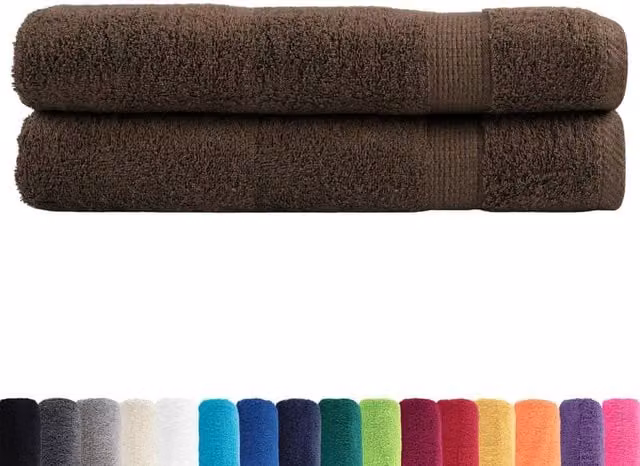 Berkfield Home SOLUND Premium Cotton Terry Towels, 2 Pack, Brown, W: 100 cm, L: 200 cm, 600gsm